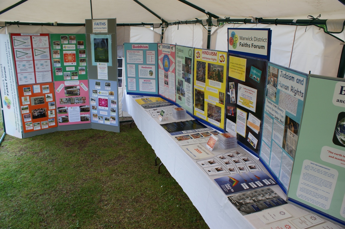 WDFF Multi Faith display at the Leamington Peace Festival